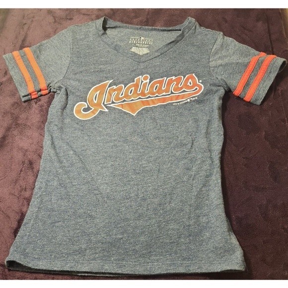 MLB Genuine Merchandise Cleveland Indians Girls XS T-shirt Gently Used Condition - Picture 1 of 3